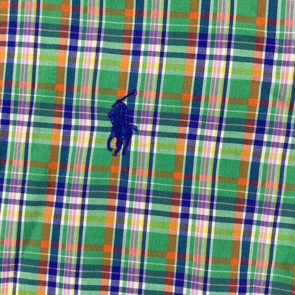 Ralph Lauren Classic Fit Button Down Shirt Men's Large Green Plaid Preppy Causal - Picture 4 of 11